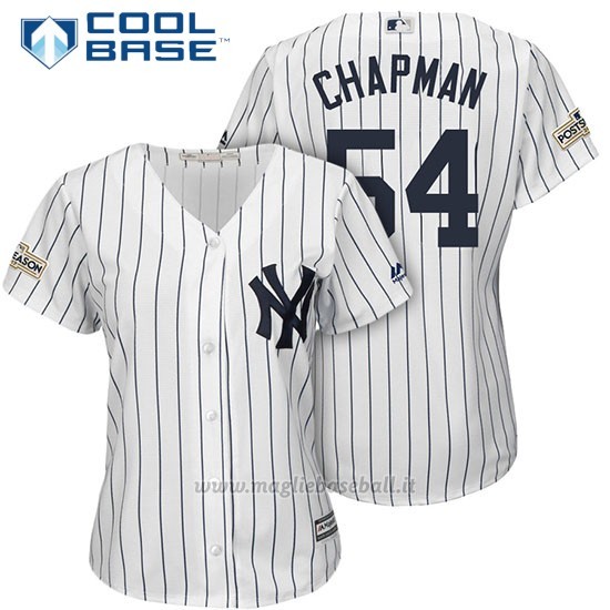 Maglia Baseball Donna New York Yankees 2017 Postseason Aroldis Chapman Bianco Cool Base